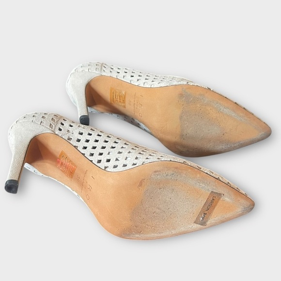 IRO Larson Perforated Suede Pointed Toe Pumps Ecru Size EU 39 - Picture 9 of 12